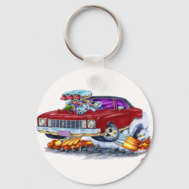 1972 Monte Carlo Maroon Car Key Ring (Front)