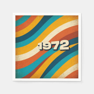 1972 Retro Paper Napkin Vintage 70s Groovy Stripes
