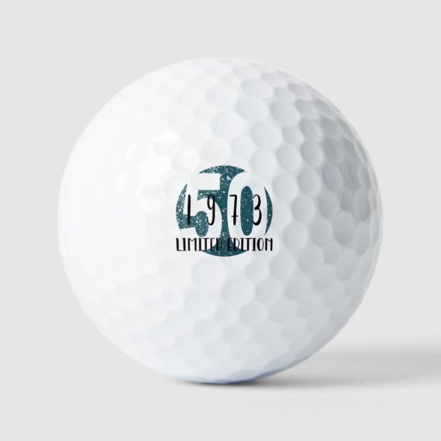 1973, 50th birthday anniversary, round birthday golf balls (Front)
