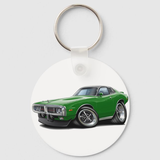1973-74 Charger Green-Black SE Car Key Ring (Front)