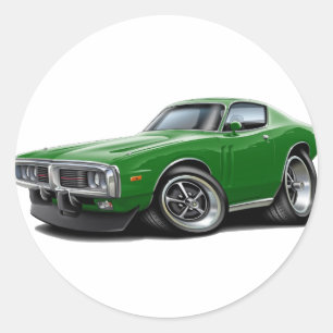 1973-74 Charger Green Car Classic Round Sticker