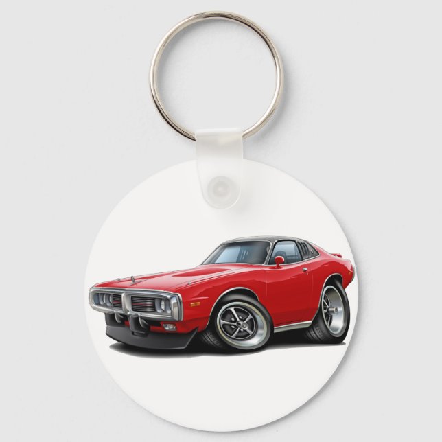 1973-74 Charger Red-Black SE Car Key Ring (Front)
