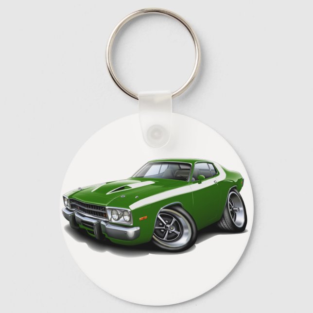 1973-74 Roadrunner Green-White Car Key Ring (Front)
