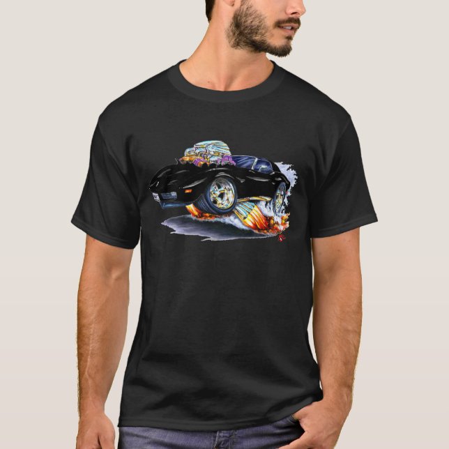 1973-76 Corvette Black Car T-Shirt (Front)