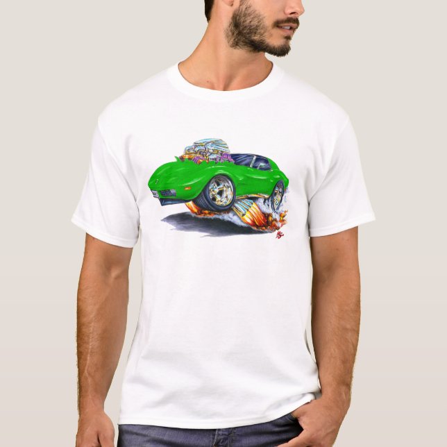 1973-76 Corvette Green Car T-Shirt (Front)