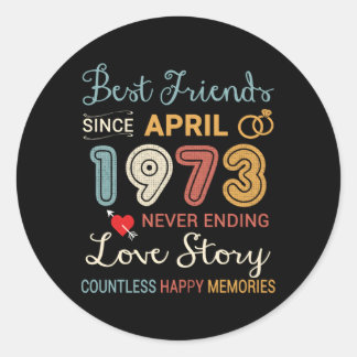 1973 April Wedding Marriage Anniversary Classic Round Sticker