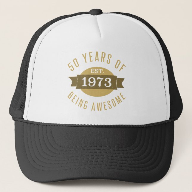 1973 Awesome 50th Birthday Trucker Hat (Front)