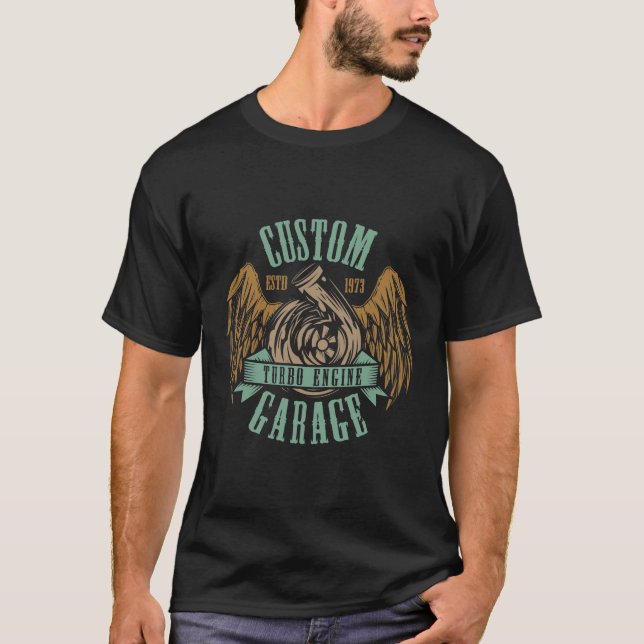 1973 Custom Garage Vintage Style Muscle Car T-Shirt (Front)