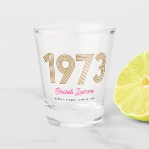 1973 Gold and Pink 50th Birthday Shot Glass