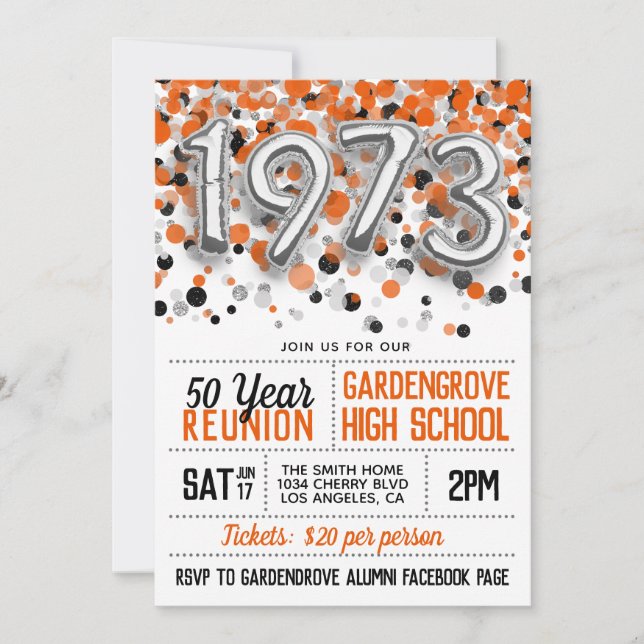 1973 High School College Reunion Invitation (Front)