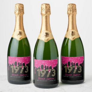 1973 Pink and Black 50th Birthday Sparkling Wine L Label