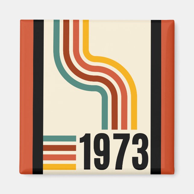 1973 Retro Stripes Vintage 50th Birthday Magnet (Front)