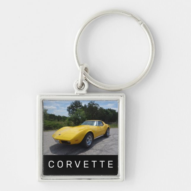 1973 Yellow Corvette Classic Style Key Ring (Front)