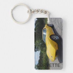 1973 Yellow Corvette Double Sided Acrylic Key Ring