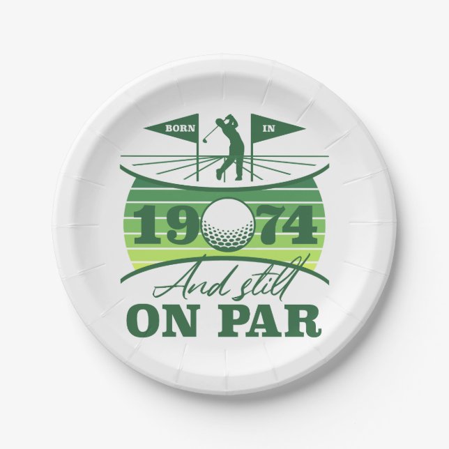 1974 50th Birthday Golf Humour Paper Plate (Front)