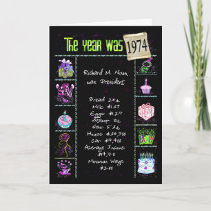 1974 Birthday Year Fun Trivia Card