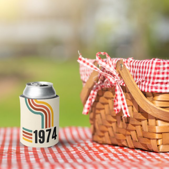 1974 Retro Vintage Poster 50th Birthday Can Cooler (Creator Uploaded)