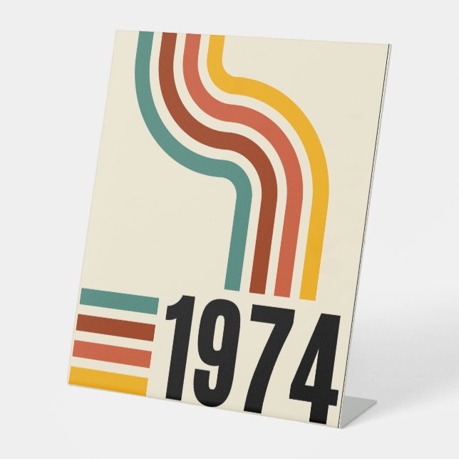 1974 Retro Vintage Poster 50th Birthday Pedestal Sign (Front)