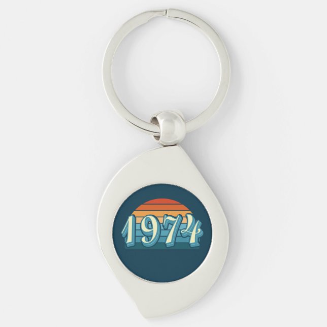 1974 Vintage 50th Birthday Key Ring (Front)
