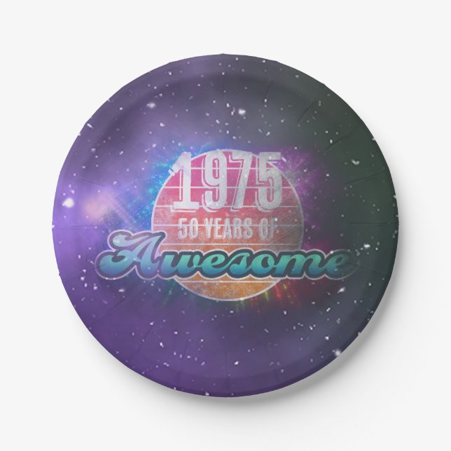 1975 — 50 Years of Awesome "Grunge" Look Paper Plate (Front)