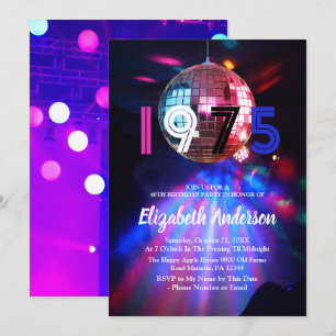 1975 Disco Ball 50th Birthday Party Invitation