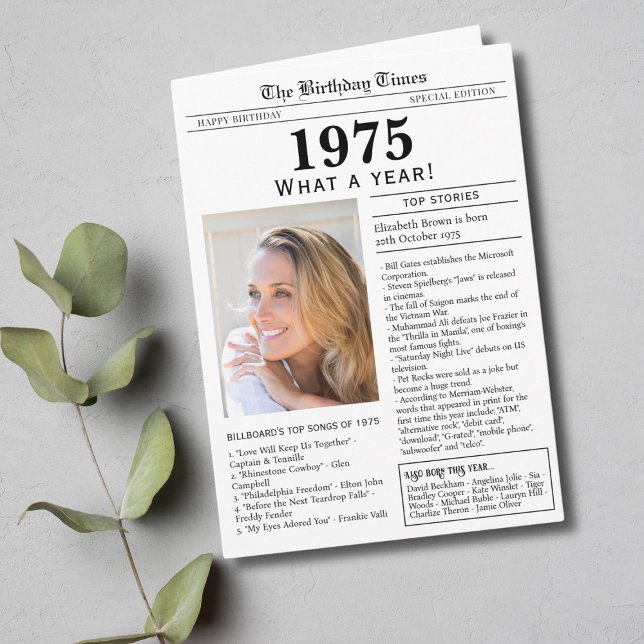 1975 Newspaper Birthday card (Creator Uploaded)
