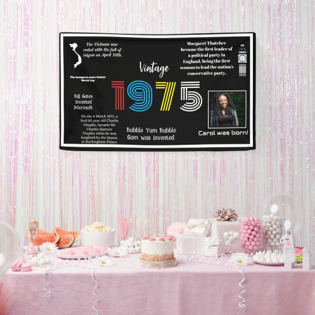 1975 On the Year you were born 50th photo name Banner (Party)