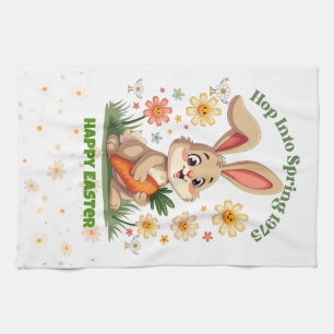 1975 Retro Spring Bunny  Tea Towel