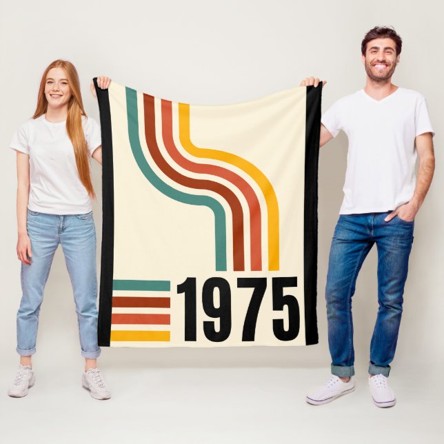 1975 Retro Stripe Rainbow Vintage Poster Blanket (In Situ)