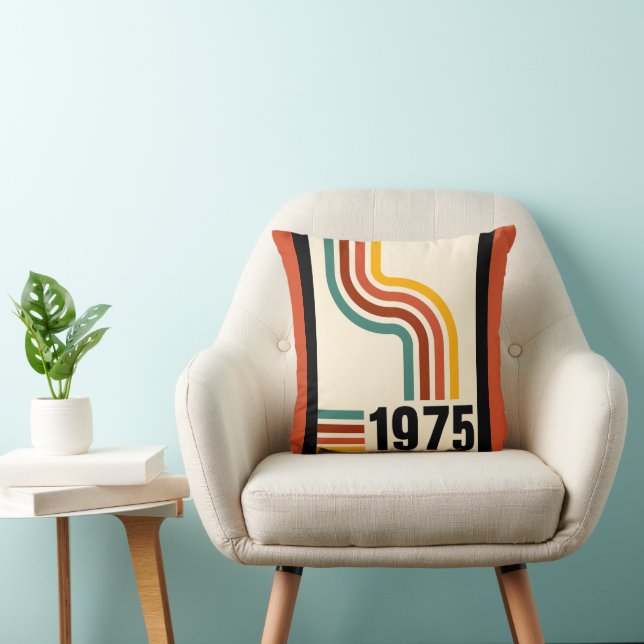 1975 Retro Stripe Rainbow Vintage Poster Cushion (Chair)