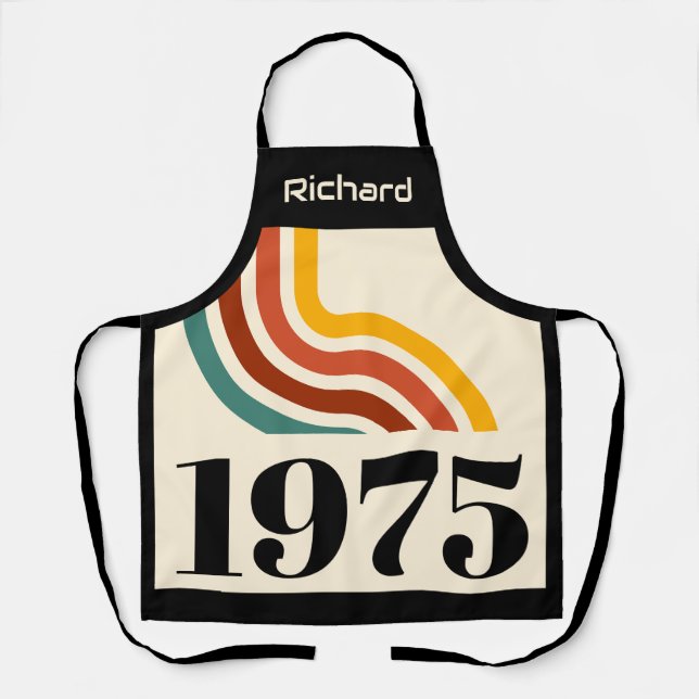 1975 Retro Stripe Vintage 50th Birthday Gift Apron (Front)