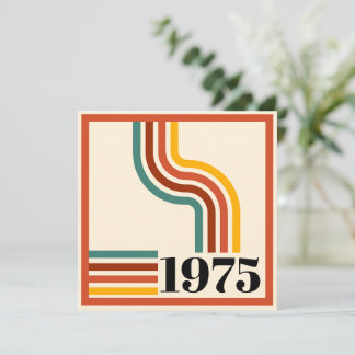 1975 Retro Stripe Vintage Orange Invitation