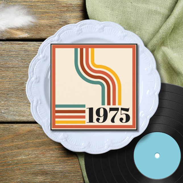 1975 Retro Stripe Vintage Orange Invitation (Creator Uploaded)