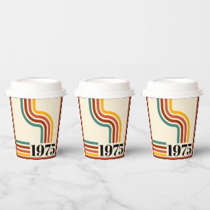 1975 Retro Stripe Vintage Orange Paper Cups