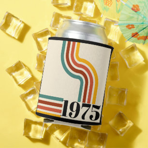 1975 Retro Stripe Vintage Poster Can Cooler