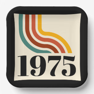 1975 Retro Stripe Vintage Poster Paper Plate