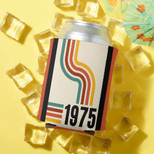1975 Retro Stripes Vintage Poster Can Cooler