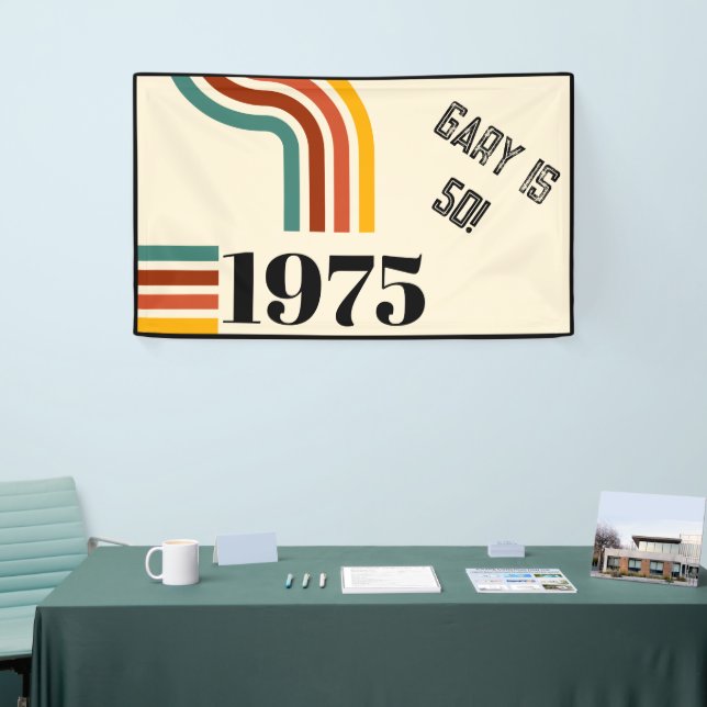 1975 Retro Vintage Poster 50th Birthday Black Banner (Tradeshow)