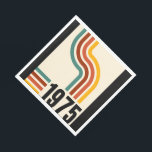 1975 Retro Vintage Poster 50th Birthday Napkin<br><div class="desc">.: 1975 .: Retro Styling .: Coordinating designs available .: Other years available .: Great for a birthday Celebrate a milestone in style with our 1975 retro stripe 50th birthday paper napkins. These dazzling napkins evoke nostalgia with their chic retro stripe design, seamlessly blending vibrant colours that capture the essence...</div>