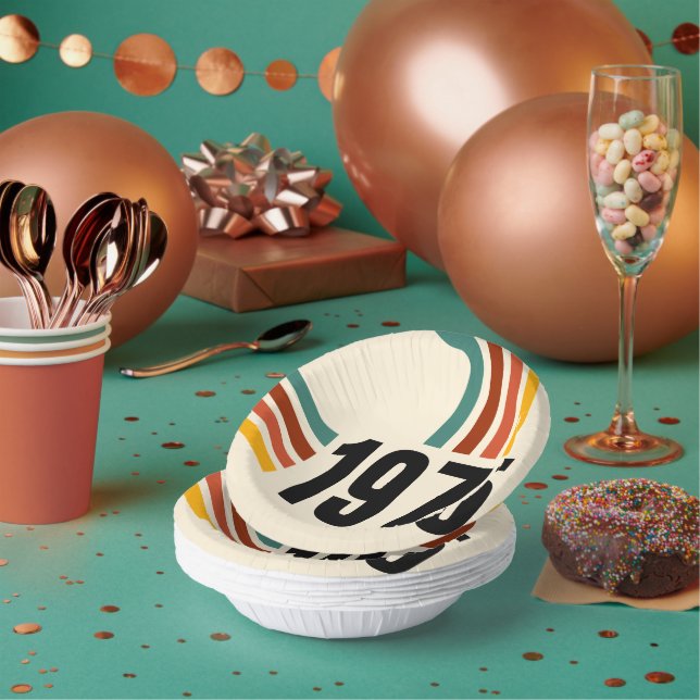 1975 Retro Vintage Poster 50th Birthday Paper Plate (Multi)