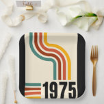 1975 Retro Vintage Poster 50th Birthday Paper Plate<br><div class="desc">.: 1975
.: Retro Styling 
.: Coordinating designs available 
.: Other years available
.: Great for a birthday</div>