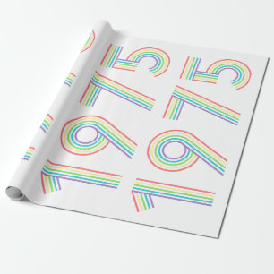 1975 Retro Vintage Rainbow Numeral 50th Birthday Wrapping Paper