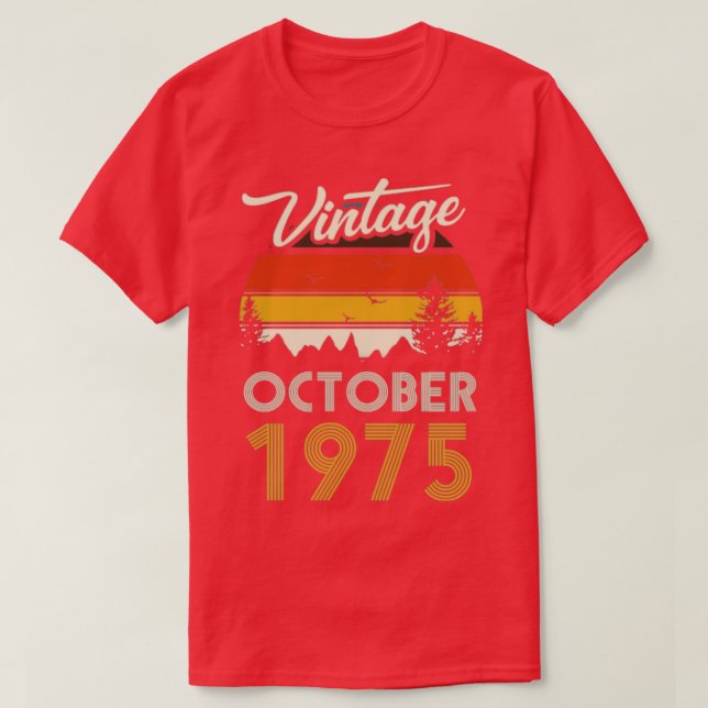 1975 Vintage October Birthday Gif T-Shirt (Design Front)