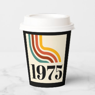 1975 Vintage Retro Stripe Rainbow  Paper Cups