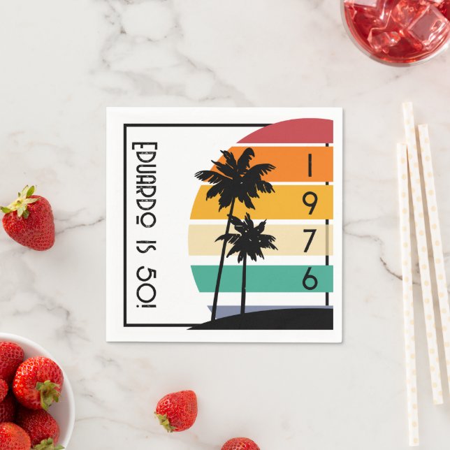 1976 Retro Stripe Sunset Vintage  Napkin (Insitu)