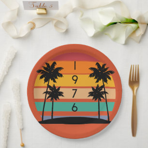 1976 Retro Stripe Sunset Vintage Paper Plate