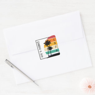 1976 Retro Stripe Sunset Vintage Square Sticker