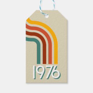 1976 Retro Stripes Vintage 50th Birthday Gift Tags