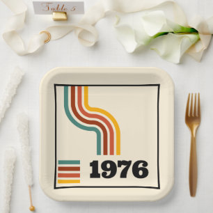 1976 Retro Vintage Poster Birthday or Reunion Paper Plate