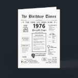 1976 The Year You Were Born Birthday Card<br><div class="desc">Journey back in time with our captivating 1976 birthday card! Overflowing with historical moments and thrilling facts, it's tailor-made for your special day. This birthday card is brimming with insights and snapshots of life during that era. From noteable events like the disco fever, streaking craze, and the birth of video...</div>